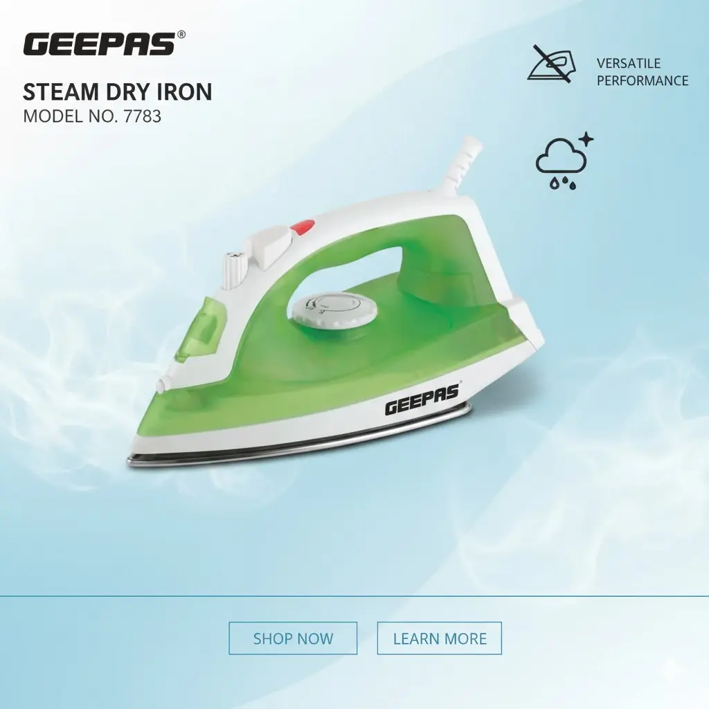 [FVM33002] GEEPAS STEAM DRY IRON NO.7783