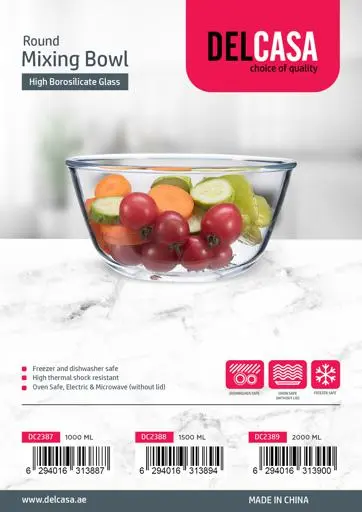 [FVM33022] DELCASA GLASS MIXIN BOWL NO2389