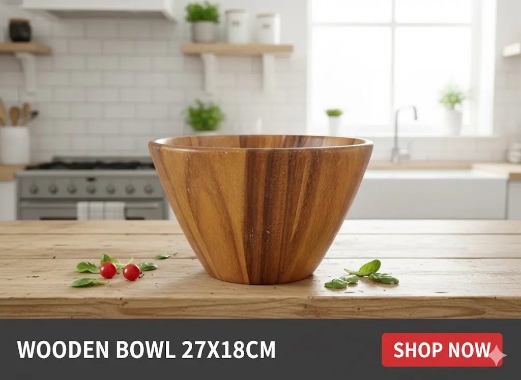 [FVM34892] WOODEN BOWL 27X18CM   