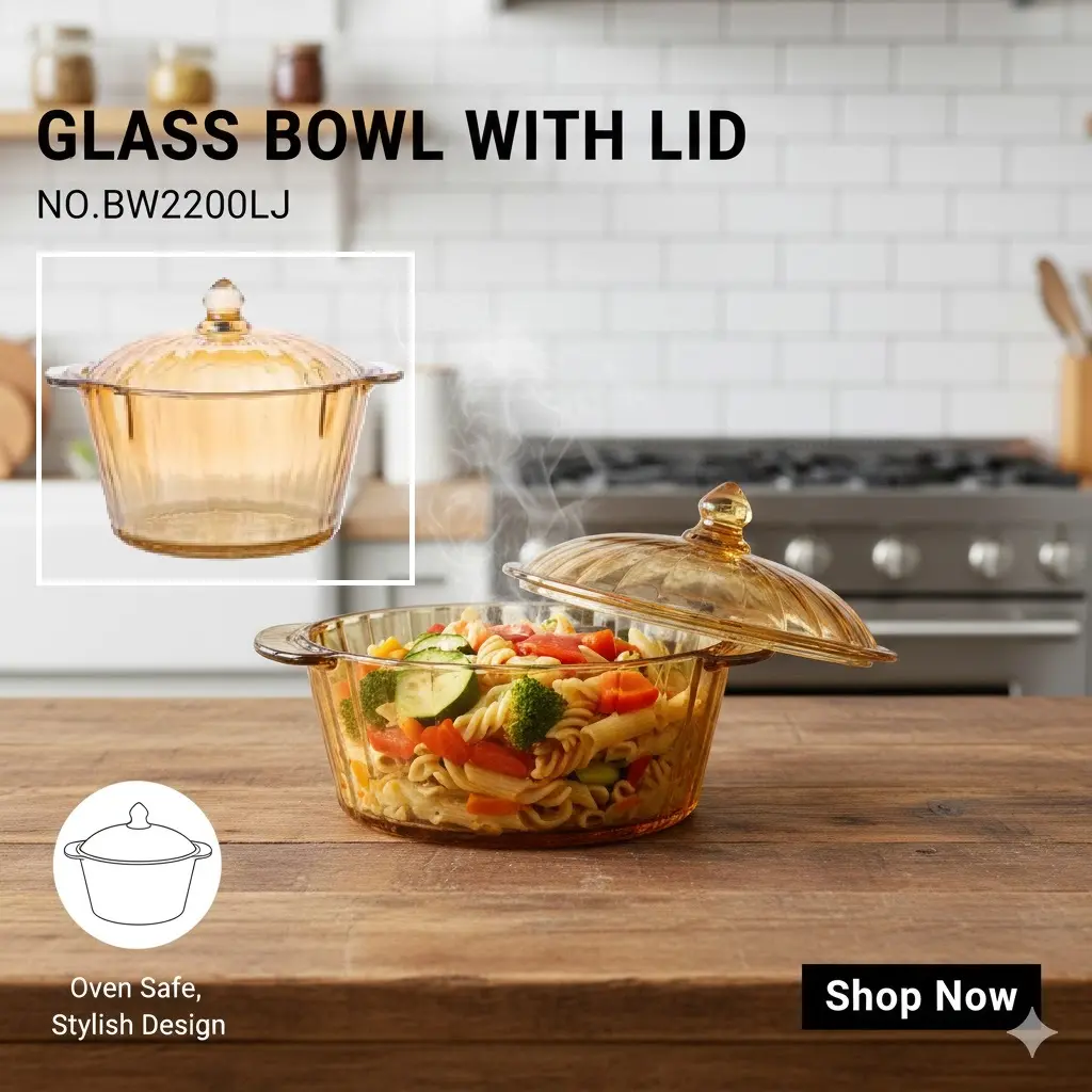 [FVM35659] GLASS BOWL WITH LID NO.BW2200LJ   