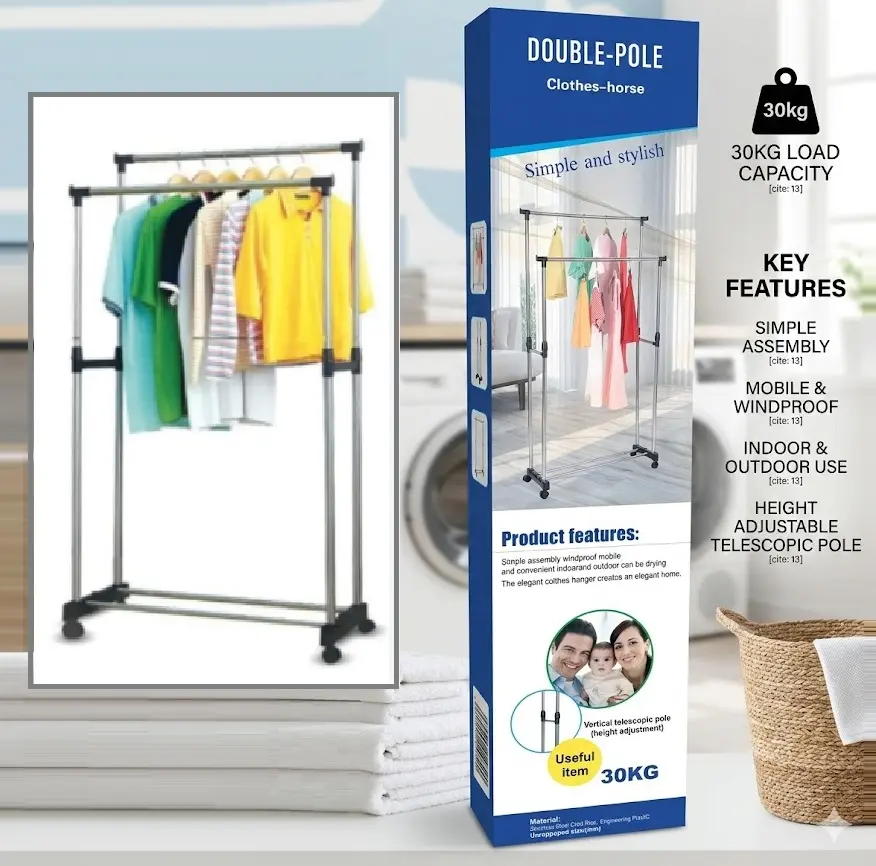 [FVM36375] [FVM36375] DOUBLE POLE CLOTH RACK NO.8016   