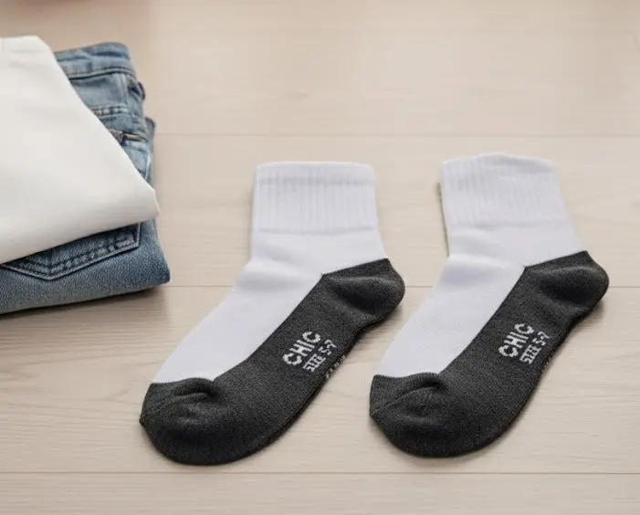 [FVM12485] CHIC COTTON SOCKS5-7 BW LONG   