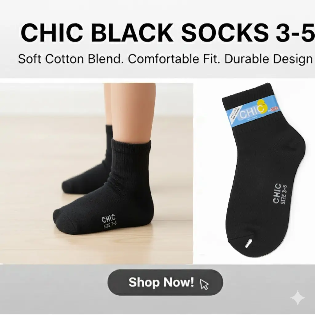 [FVM26904] CHIC BLACK SOCKS 3-5   