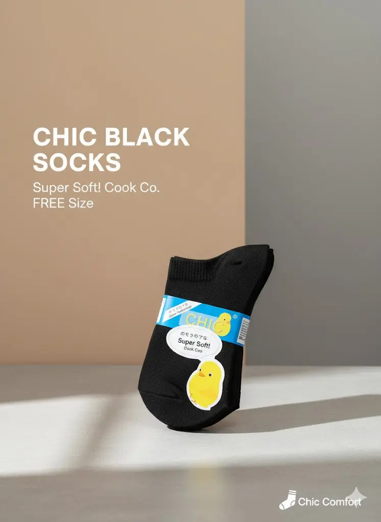 [FVM26908] CHIC BLACK SOCKS SIZE FREE   