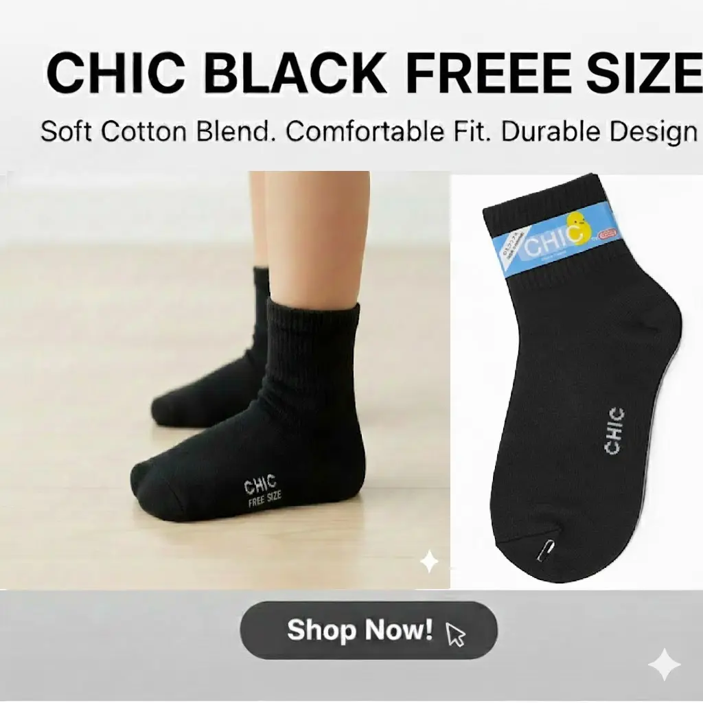 [FVM26908] CHIC BLACK SOCKS SIZE FREE   