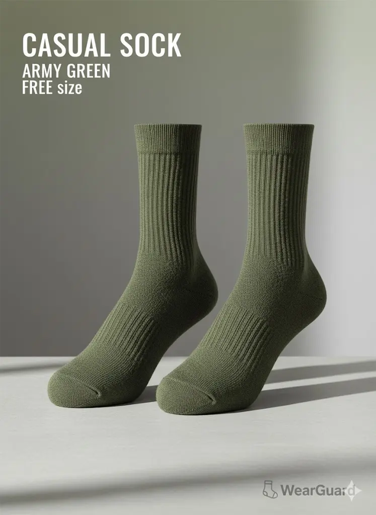 [FVM34952] CASUAL SOCK ARMY GREEN FREE