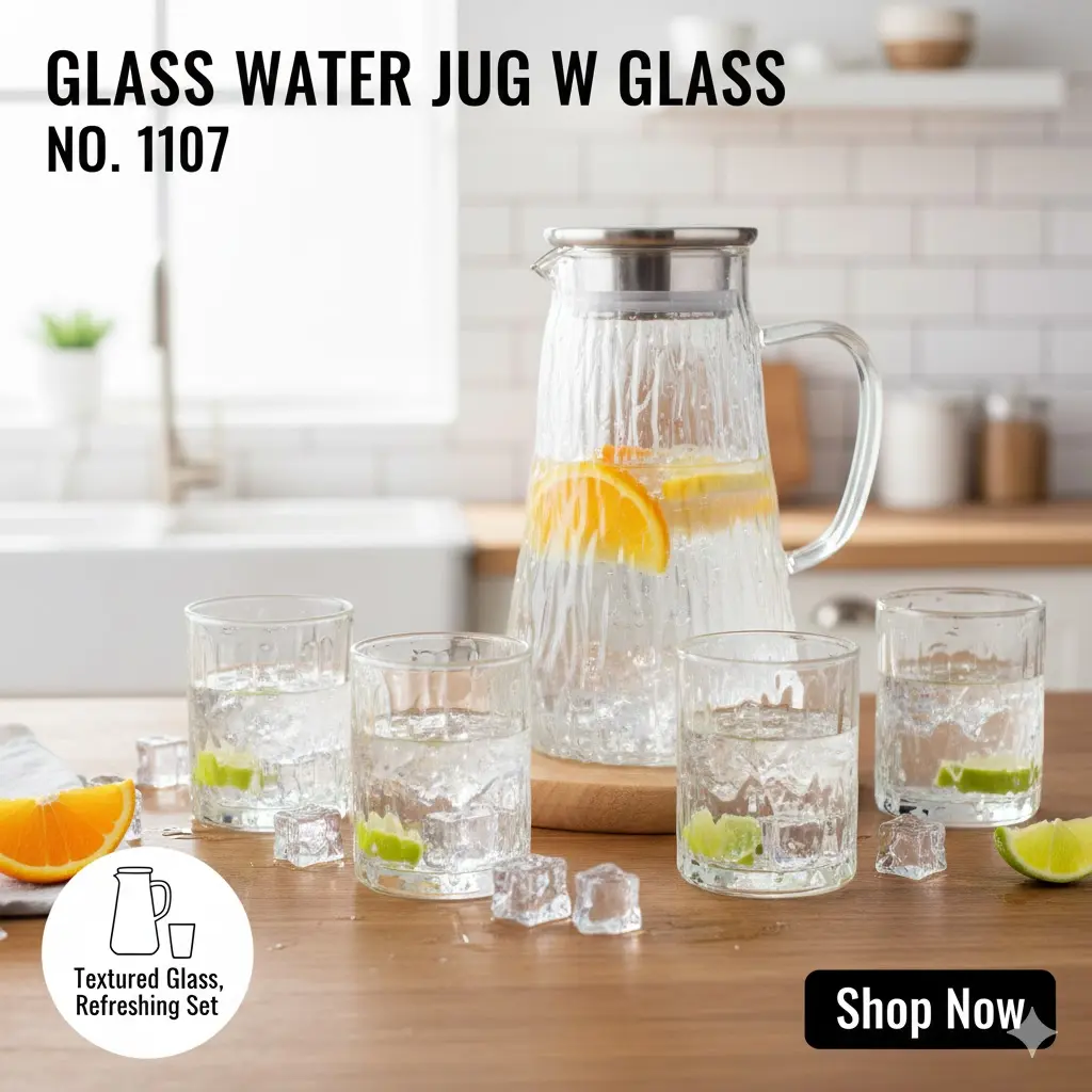 [FVM37225] GLASS WATER JUG W GLASS 1107
