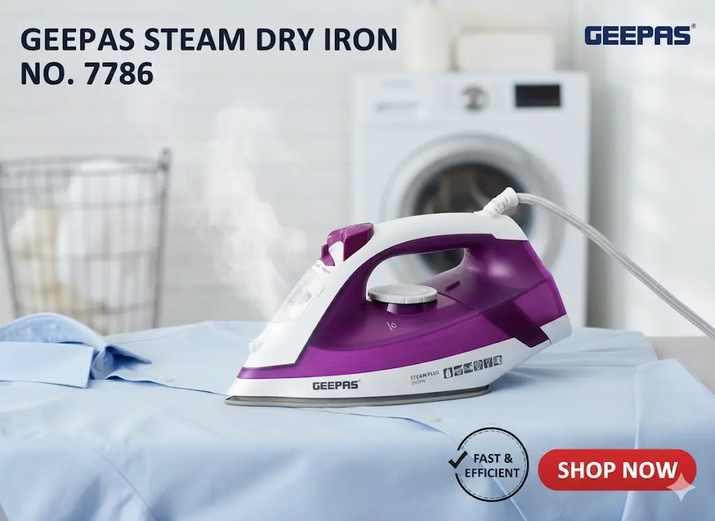 [FVM37426] GEEPAS STEAM DRY IRON NO.7786