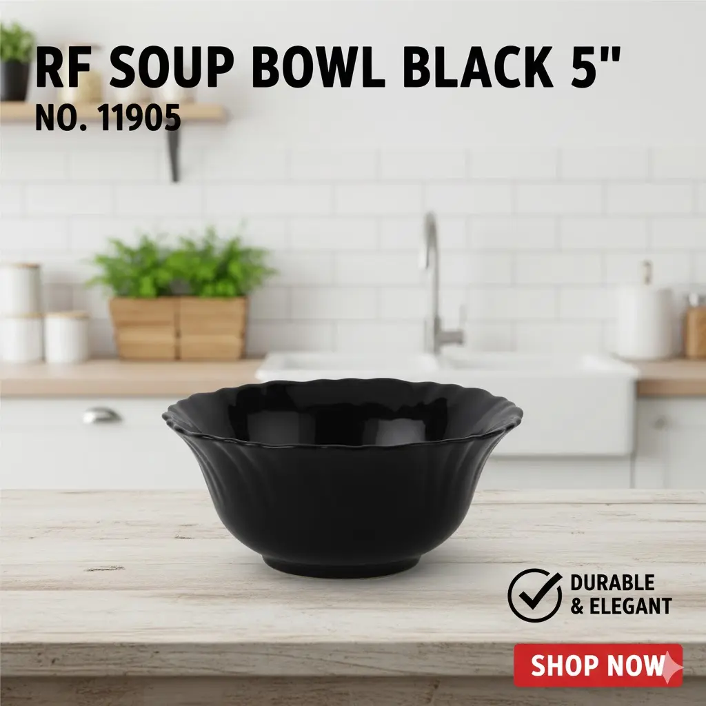 [FVM37500] RF SOUP BOWL BLACK 5" NO.11905