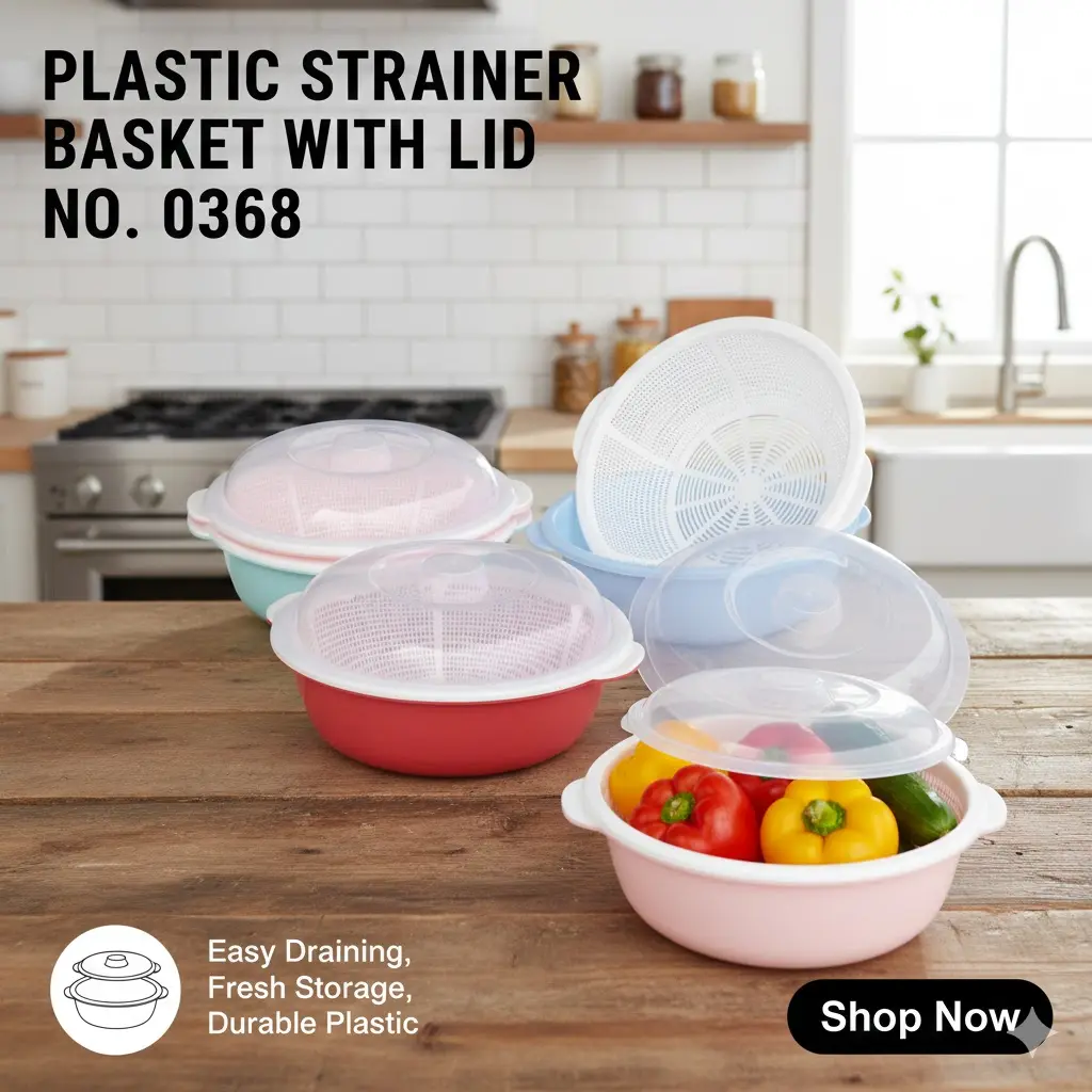 [FVM37886] PLASTIC STRAINER BASKET WITH LID NO.0368