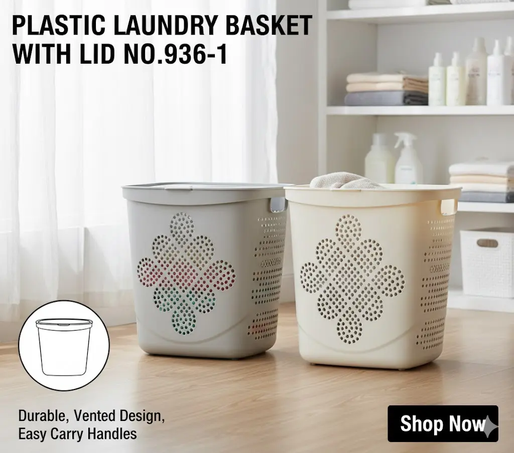 [FVM37902] PLASTIC LAUNARY BASKET WITH LID NO.936-1