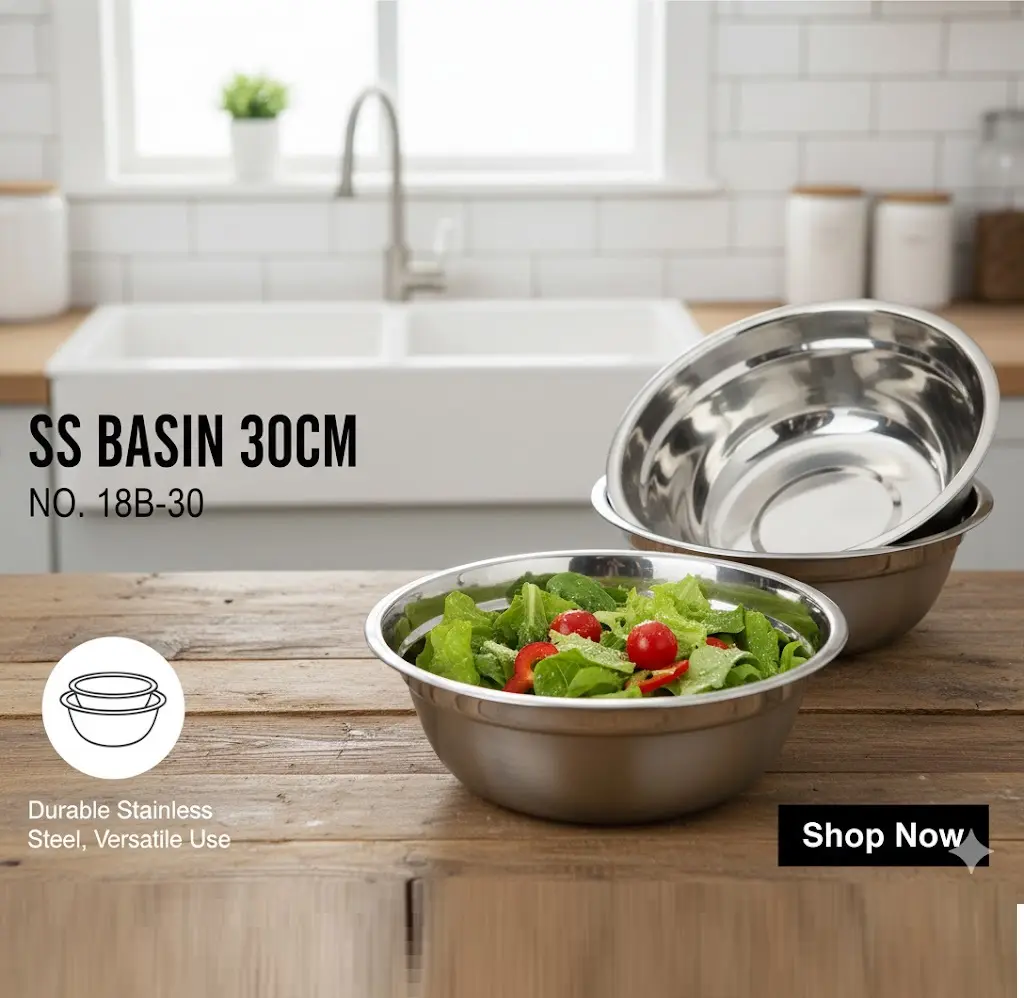 [FVM38035] SS BASIN 30CM NO.18B-30