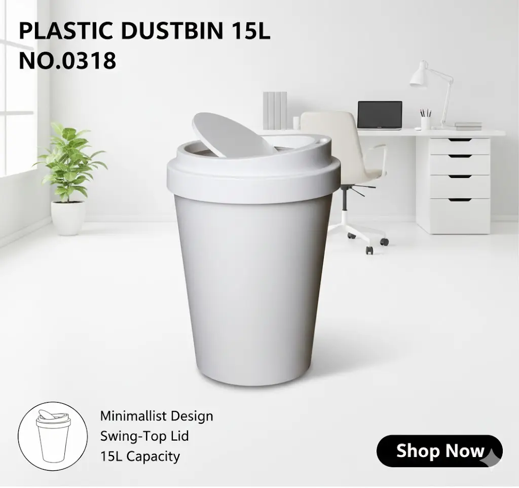 [FVM38067] PLASTIC DUSTBIN 15L NO.0318