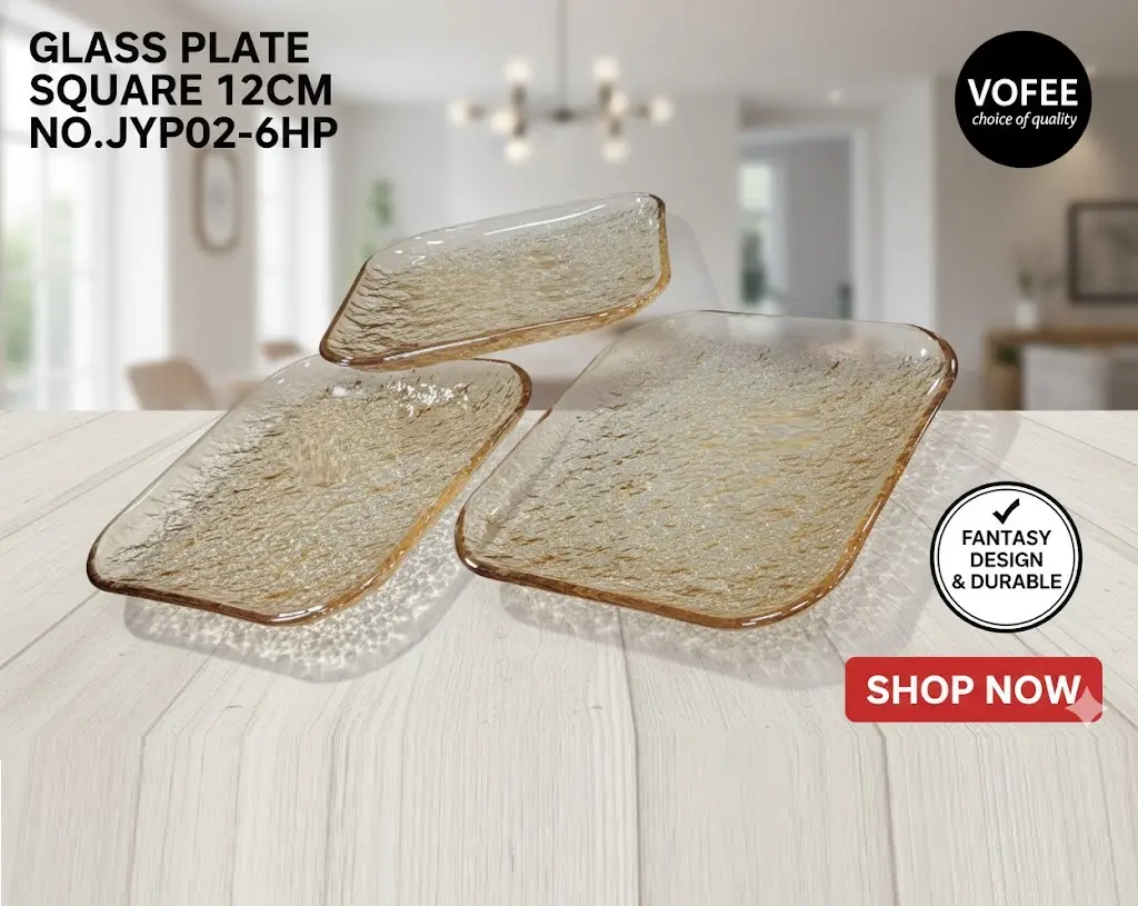 [FVM38079] GLASS PLATE SQUARE 12CM  NO.JYP02-6HP