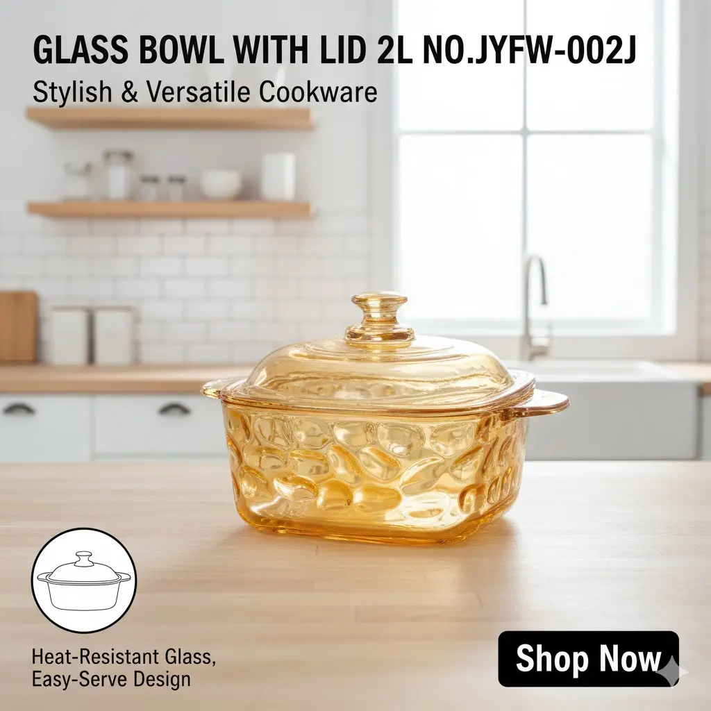[FVM38081] GLASS BOWL WITH LID 2L NO.JYFW-002J