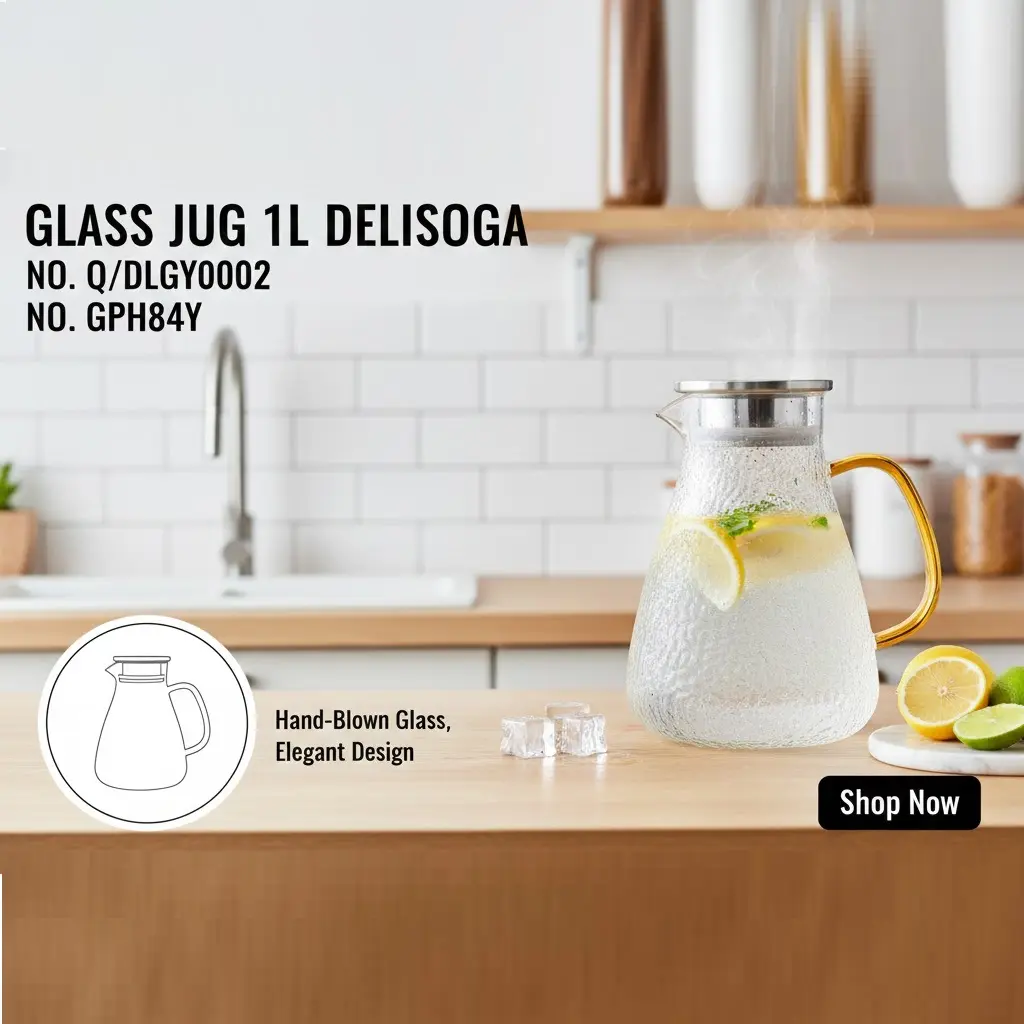 [FVM38085] GLASS JUG 1L DELISOGA NO.Q/DLGY0002 NO.GPH84AY