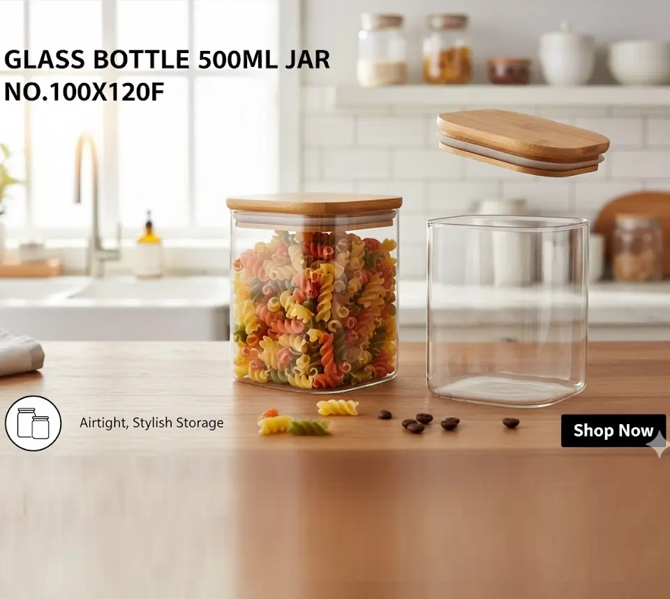 [FVM38088] GLASS BOTTLE 500ML JAR NO.100X120F