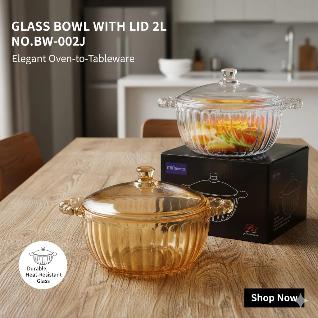 [FVM38100] GLASS BOWL WITH LID 2L NO.BW-002J