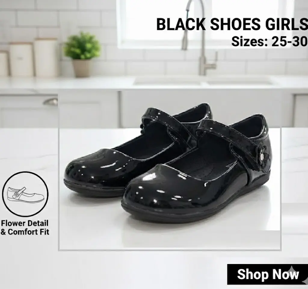 [FVM38101] BLACK SHOES GIRLS 25-30  