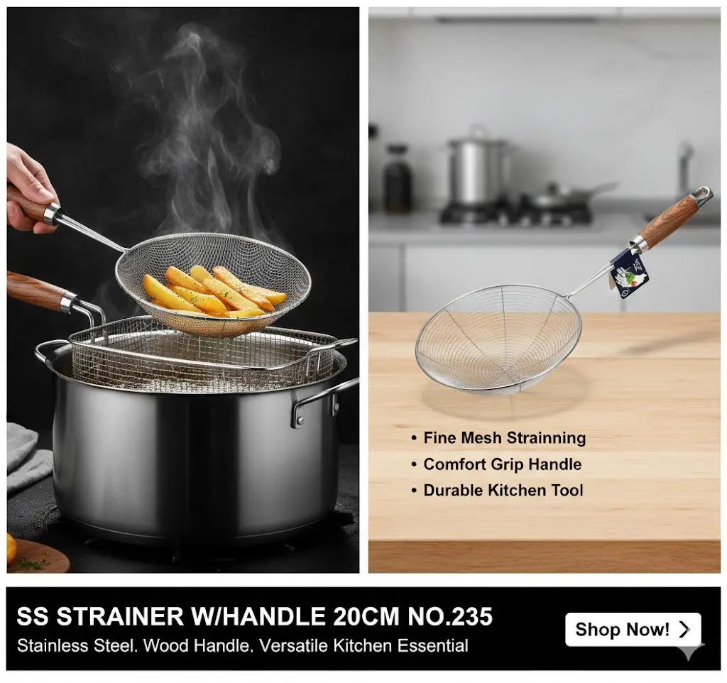 [FVM38242] SS STRAINER W/HANDLE 20CM NO.235