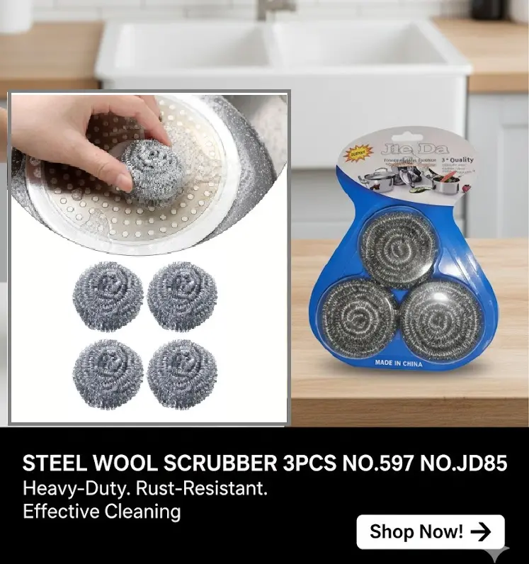 [FVM38255] STEEL WOOL SCRUBBER 3PCS NO.597 NO.JD85