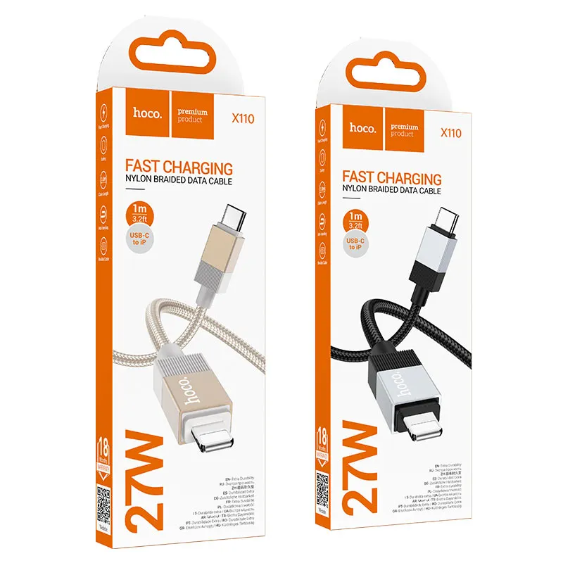 [FVM38402] [FVM38402] HOCO FAST CHARGING DATA CABLE USB-C TO LIGHTNING IPHONE 1M 27W X110