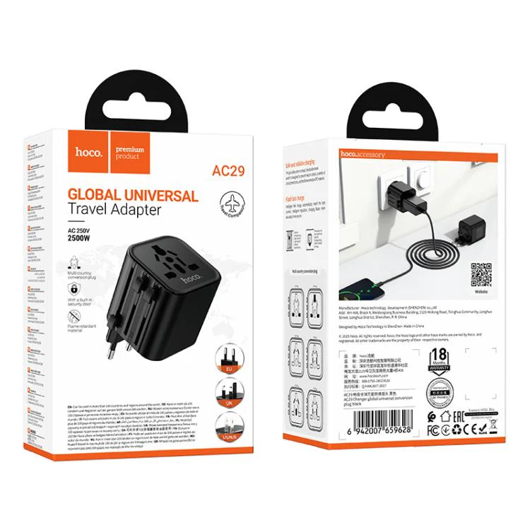[FVM38407] HOCO TRAVEL ADAPTER CHARGER AC250V 2500W AC29