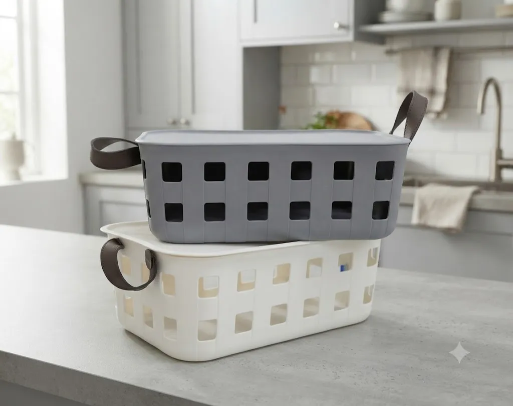 [FVM38481] [FVM38481] STORAGE BASKET W/LID 39X27X14CM NO.3014
