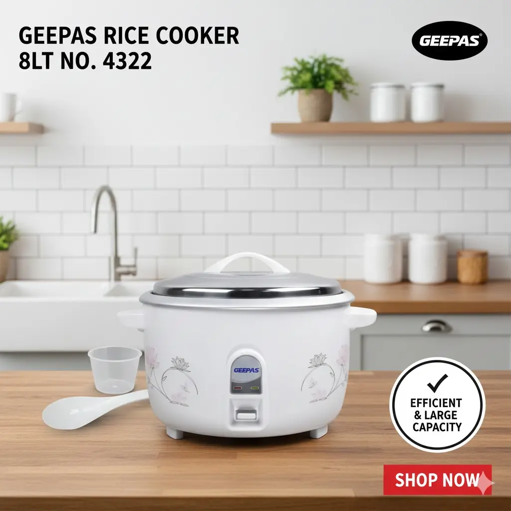 [FVM5896] GEEPAS RICE COOKER 8LT NO.4322