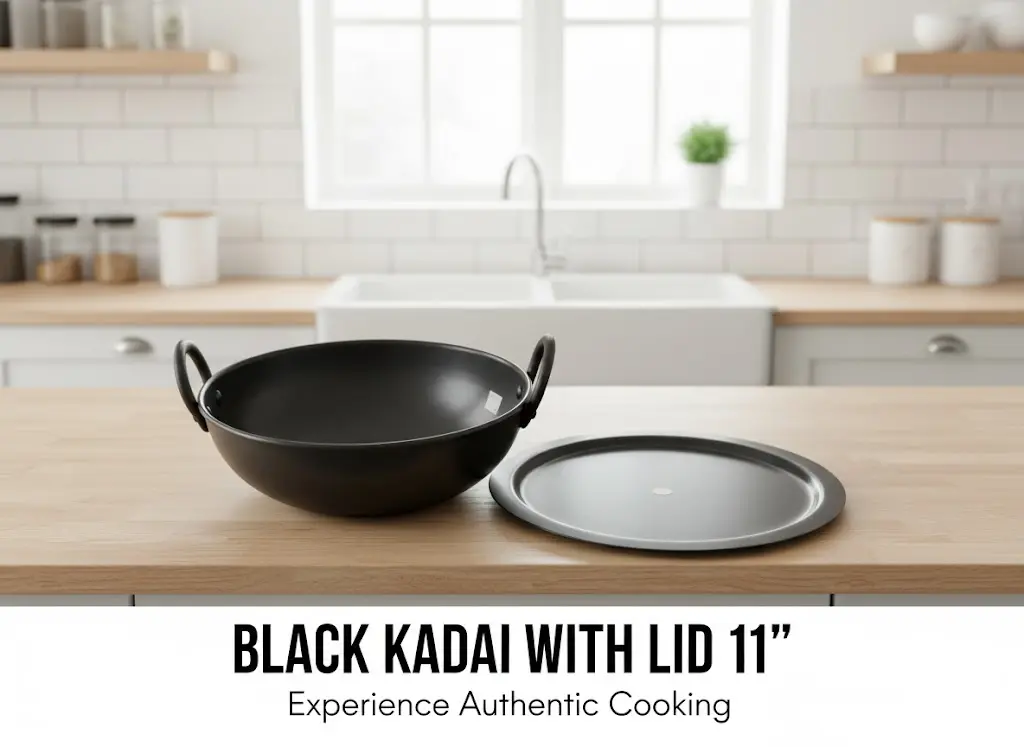 [FVM26139] BLACK KADAI WITH LID 11   