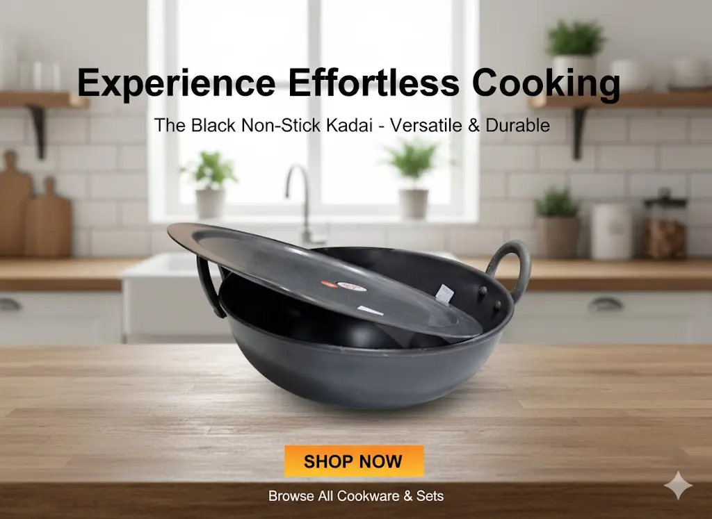 [FVM26141] BLACK KADAI WITH LID 13   