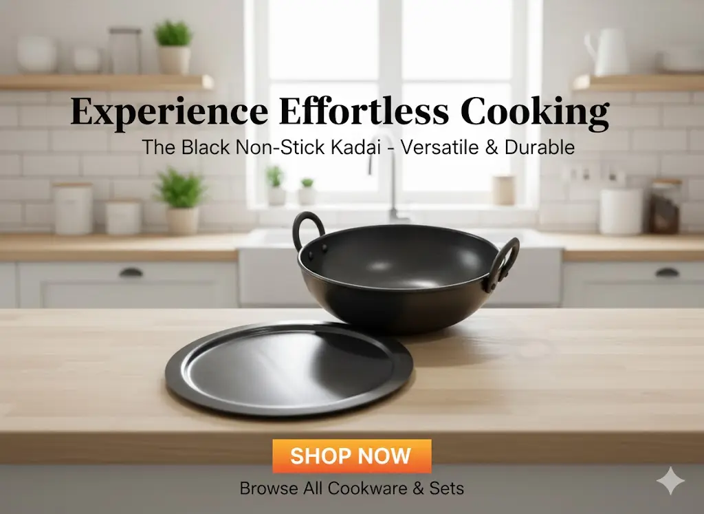 [FVM26142] BLACK KADAI  WITH LID 14   