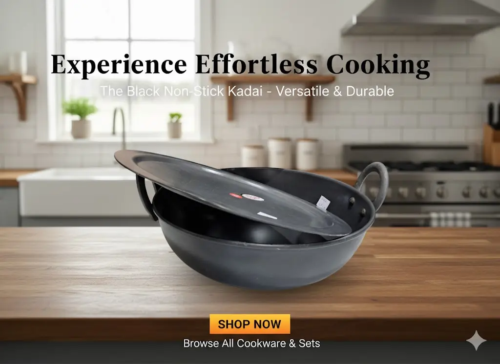 [FVM26143] BLACK KADAI WITH LID 15   