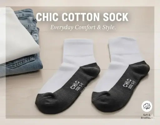 [FVM12485] [FVM12485] CHIC COTTON SOCKS5-7 BW LONG   