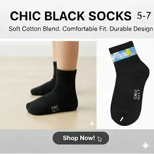 [FVM26906] [FVM26906] CHIC BLACK SOCKS 5-7   