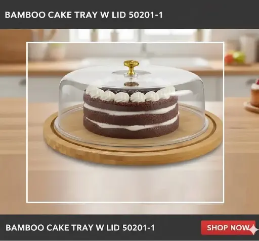 [FVM37284] [FVM37284] BAMBOO CAKE TRAY W LID 50201-1