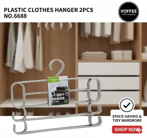 [FVM38023] [FVM38023] PLASTIC CLOTHES HANGER 2PCS NO.6688