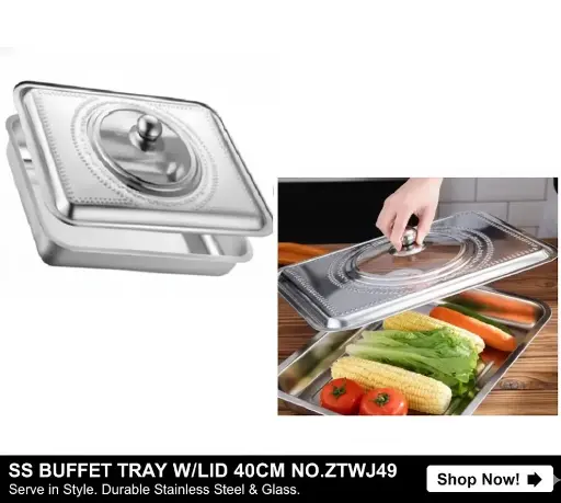 [FVM38237] [FVM38237] SS BUFFET TRAY W/LID 40CM NO.ZTWJ49