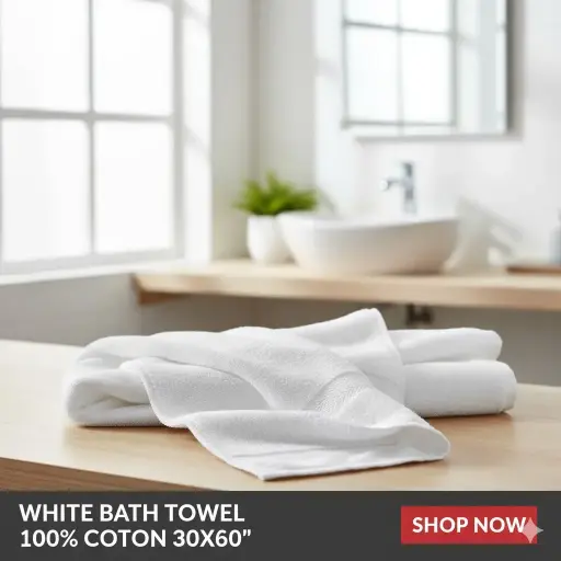 [FVM4158] [FVM4158] WHITE BATH TOWEL100%COTON30X60"   