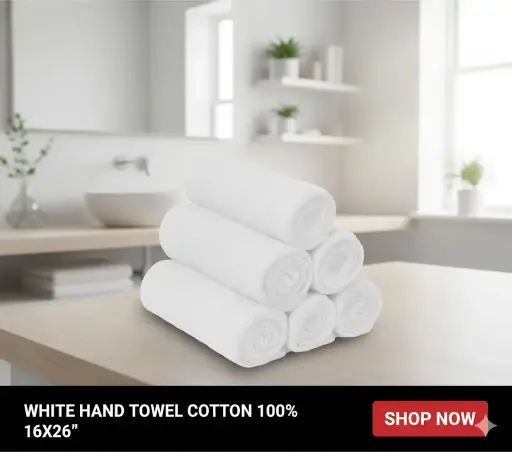 [FVM5126] [FVM5126] WHITE HAND TOWEL COTTON% 16X26"   