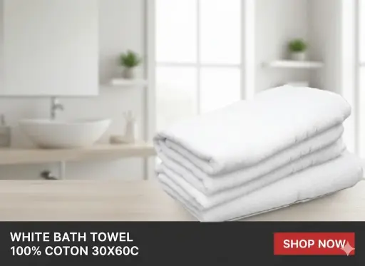 [FVM5128] [FVM5128] WHITE BATH TOWEL100%COTON30X60C   