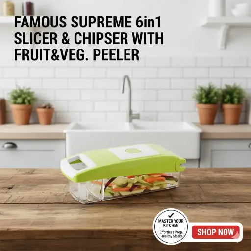 [FVM20564] [FVM20564] FAMOUS SUPREME 6in1 SLICER & CHIPSER WITH FRUIT&VEG. PEELER